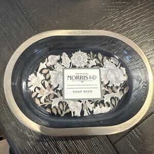 William Morris & Co Glass Bathroom Vanity Tray Smokey Blue 10x6 NEW